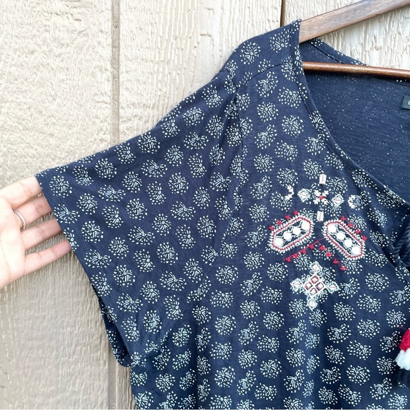 Lane Bryant Womens Shirt Tee Blue Embroidered Tassel Firework Plus Size 22/24 - Picture 6 of 11